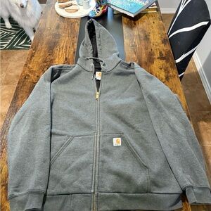 Carhartt Heather Gray Hoodie with Logo Patch